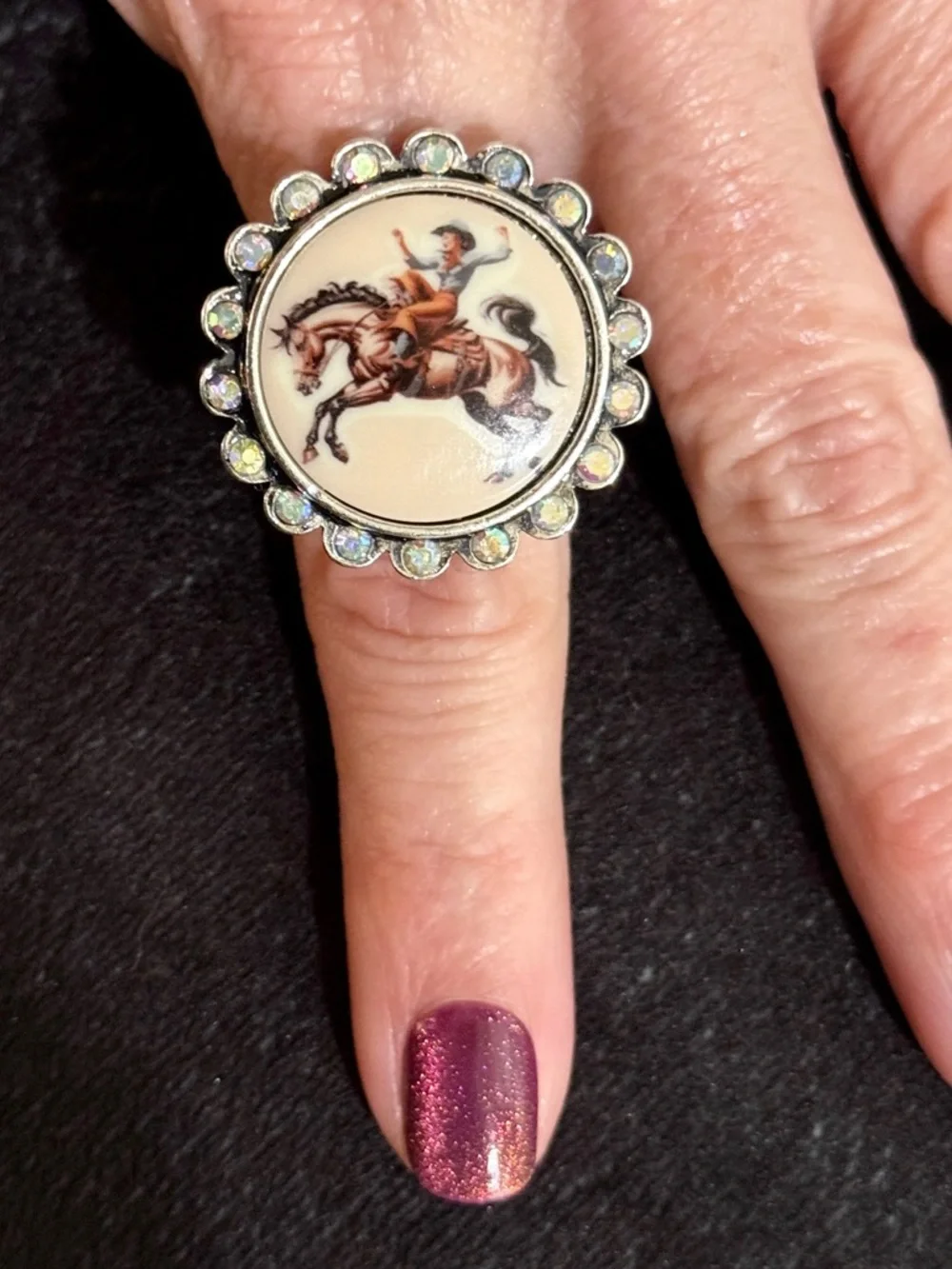 TIPI IRIDESCENT RANGE RIDER SILVERTONE RING - Picture 2 of 3